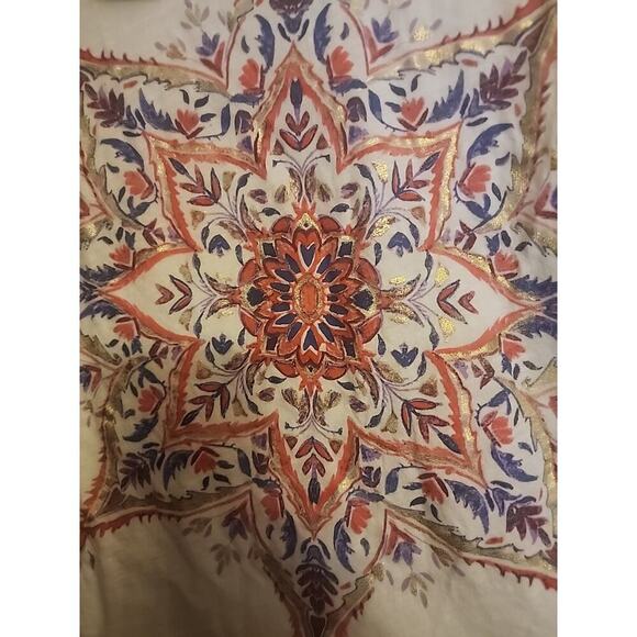 Lucky Brand Lotus Women Tunic Top Tee Small Geometric 3/4 Sleeve Beige Boho A120 - Picture 4 of 6